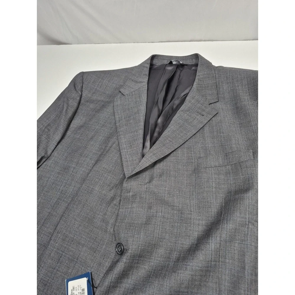 Alta Moda Italia Suit Mens 52 Gray Check Wool Super 120s 2 Piece 47x36 Italy NWT